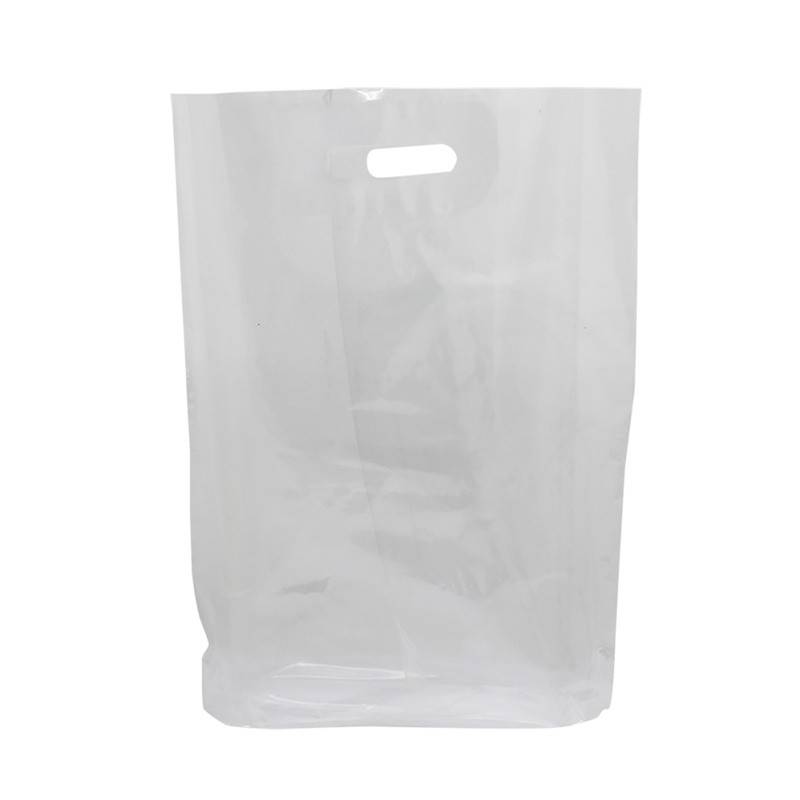 Handig rook Bewusteloos 500 x Plastic tas met uitgestanste handgreep 37 x 44 + 2 x 4 cm.,  Transparant - Kerklau Shop Supplies