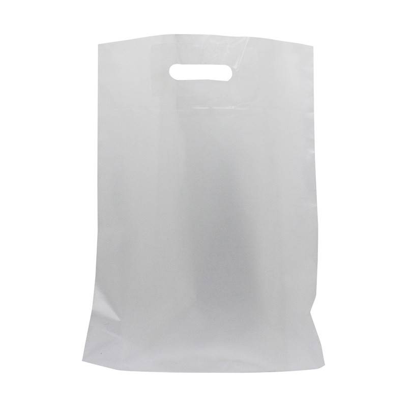 Gezichtsvermogen Min Pakistaans 500 x Plastic tas met uitgestanste handgreep 30 x 36 cm., Semi transparant  - Kerklau Shop Supplies