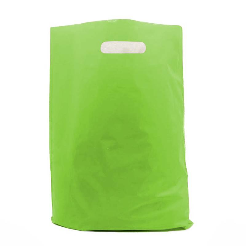 400 Plastic tas uitgestanste handgreep 35 x 44 + 2 x 4 cm., Groen - Kerklau Shop Supplies