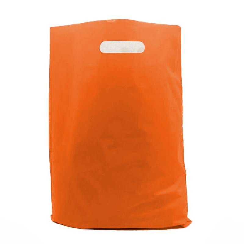Druipend Waterig Een evenement 400 x Plastic tas met uitgestanste handgreep 35 x 44 + 2 x 4 cm., Oranje -  Kerklau Shop Supplies