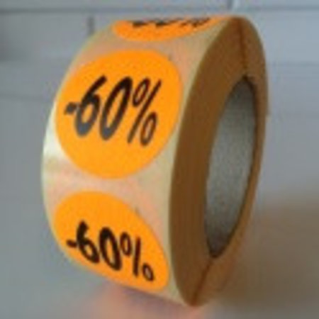 Etiket  oranje  27mm -60 %, 500/rol