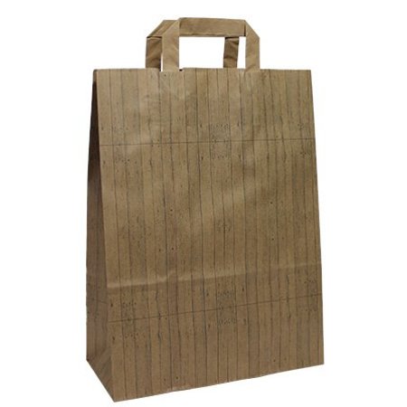 250 x Papieren tas platte lus - Wood dessin FSC