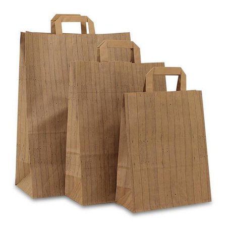 250 x Papieren tas platte lus - Wood dessin FSC