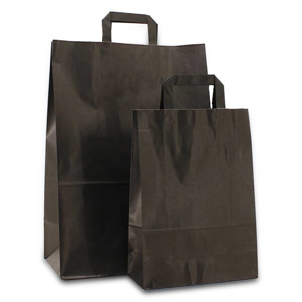Papiertragetaschen Mit Flachhenkel „Punkte“ In Schwarz – 10 Stück, 22 X 10 X 31 Cm, 80–100 G/m² Stärke