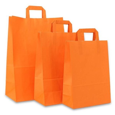 250 x Papiertragetaschen mit Flachhenkel - Orange