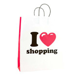  250 x  Papiertragetaschen – 35+14x41 cm I Love Shopping