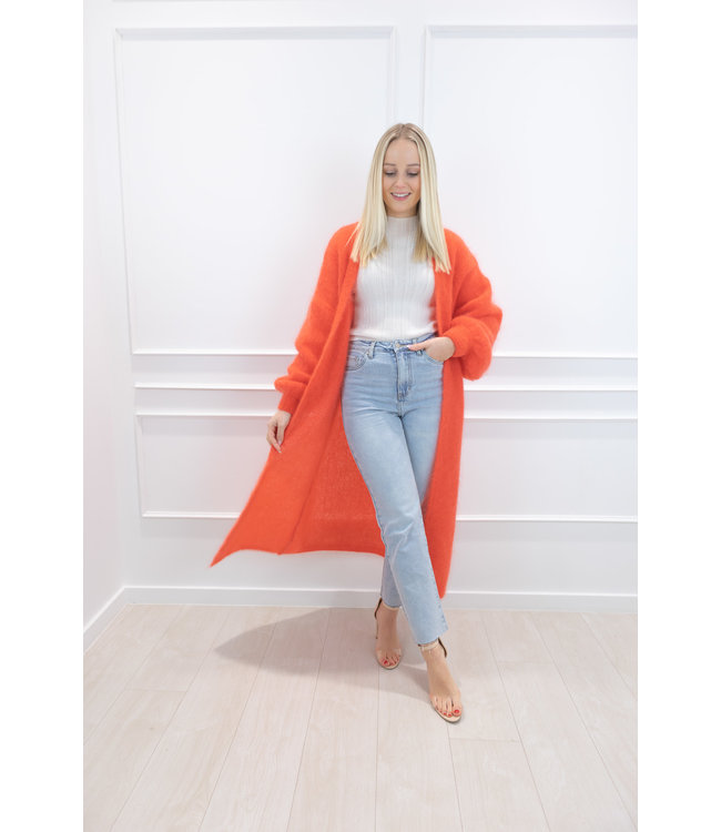 La petite laine x long gilet - coral - She's Milano