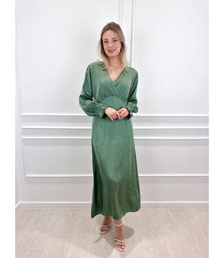 Anna satin dress - kaki