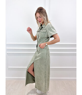 Izy maxi jeans dress - kaki