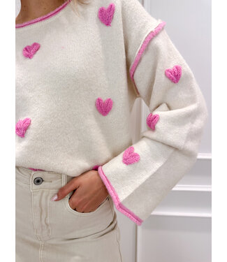 Yara heart sweater -pink