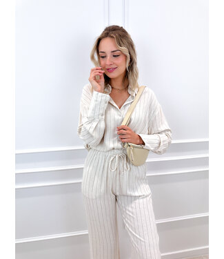 Linen stripe blouse - beige