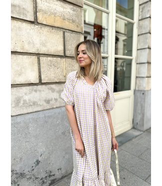 Smock carreaux dress - honey/lila