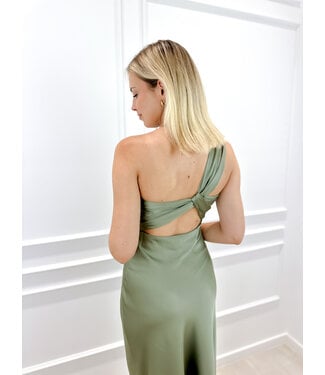 Satin scala dress - soft green