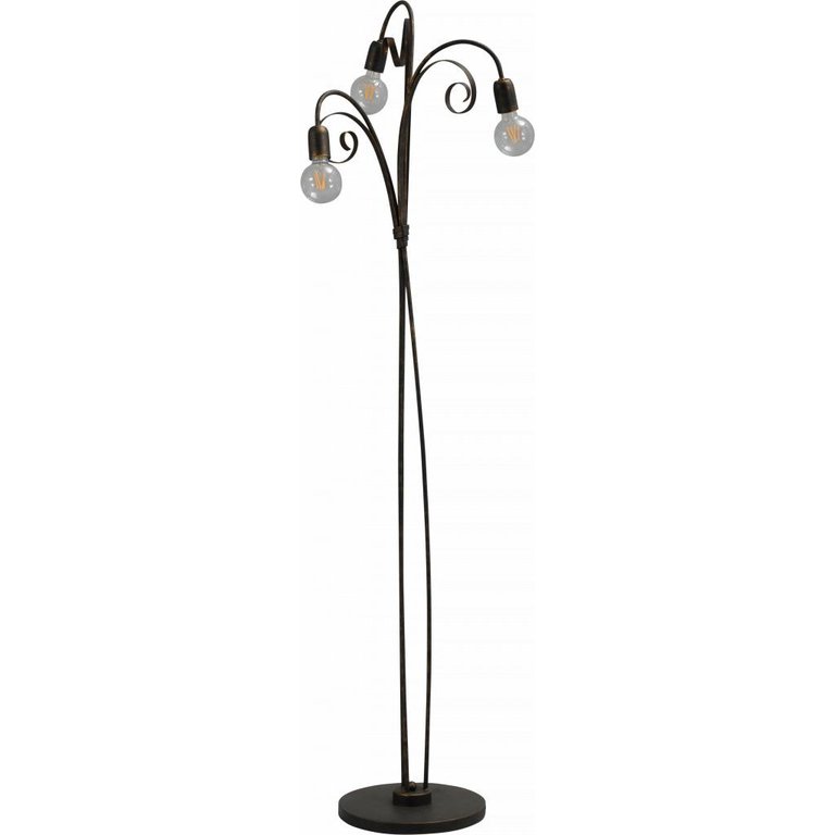 Vloerlamp Curlie zwart/goud gepatineerd 3lichts