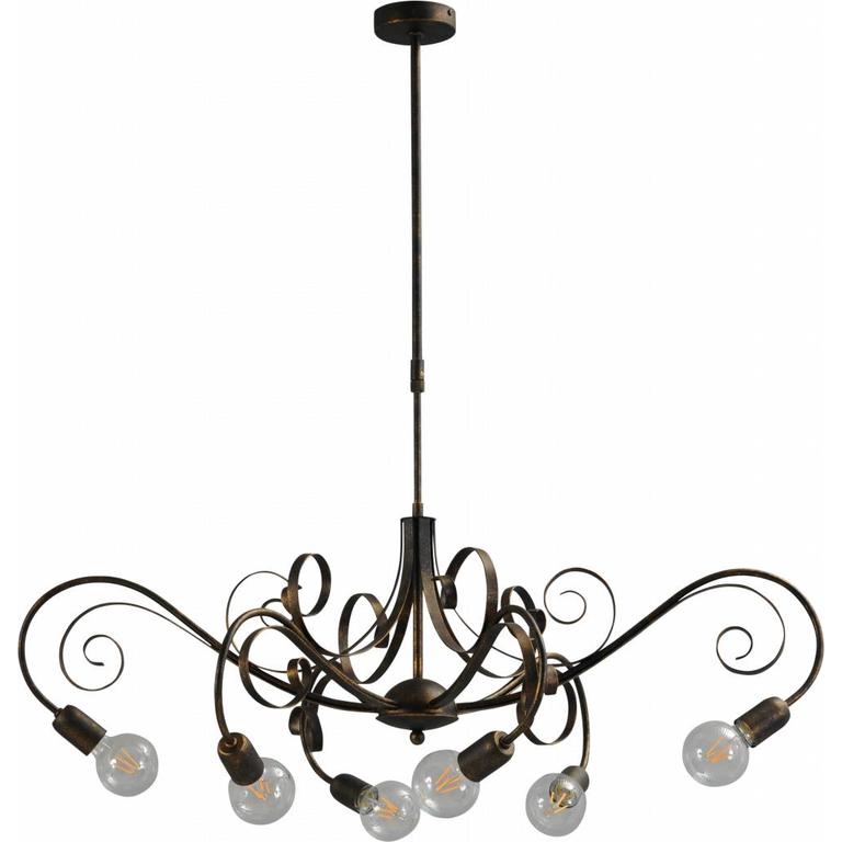 Hanglamp Curlie zwart/goud gepatineerd 8lichts