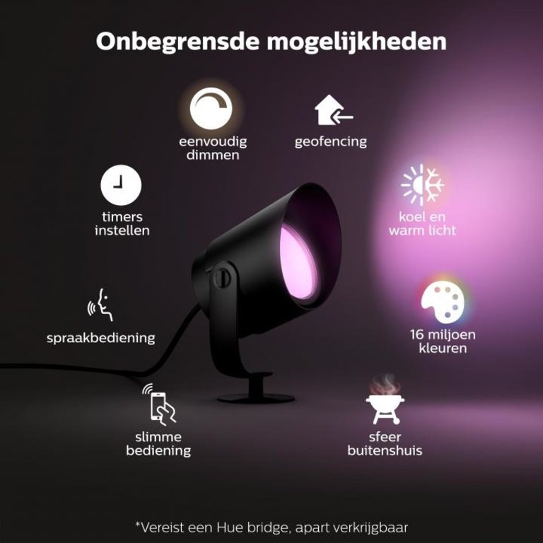 Buitenlamp Philips Hue Lily XL Spot Zwart