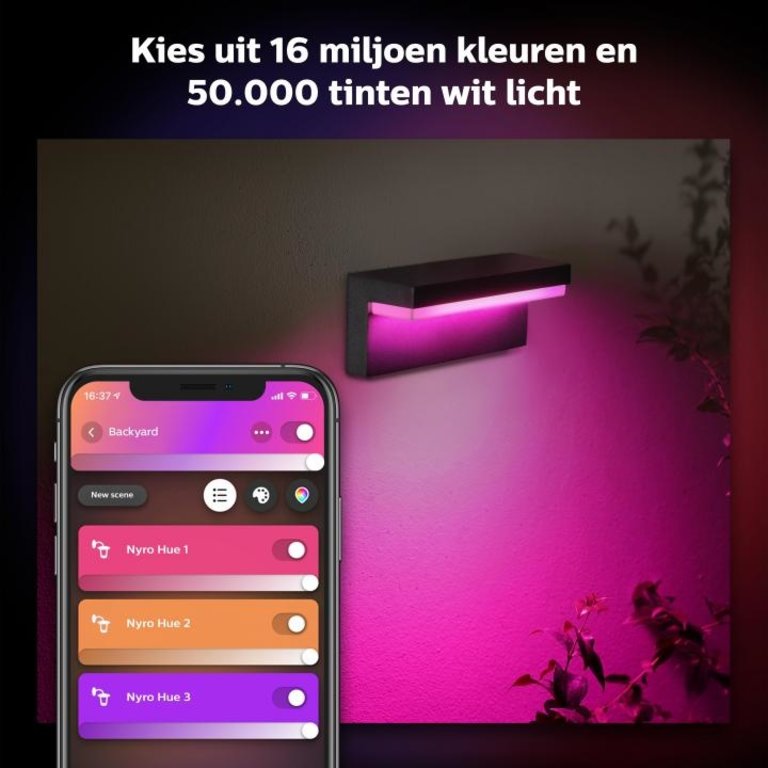 Buitenlamp Philips Hue Nyro Wand Zwart