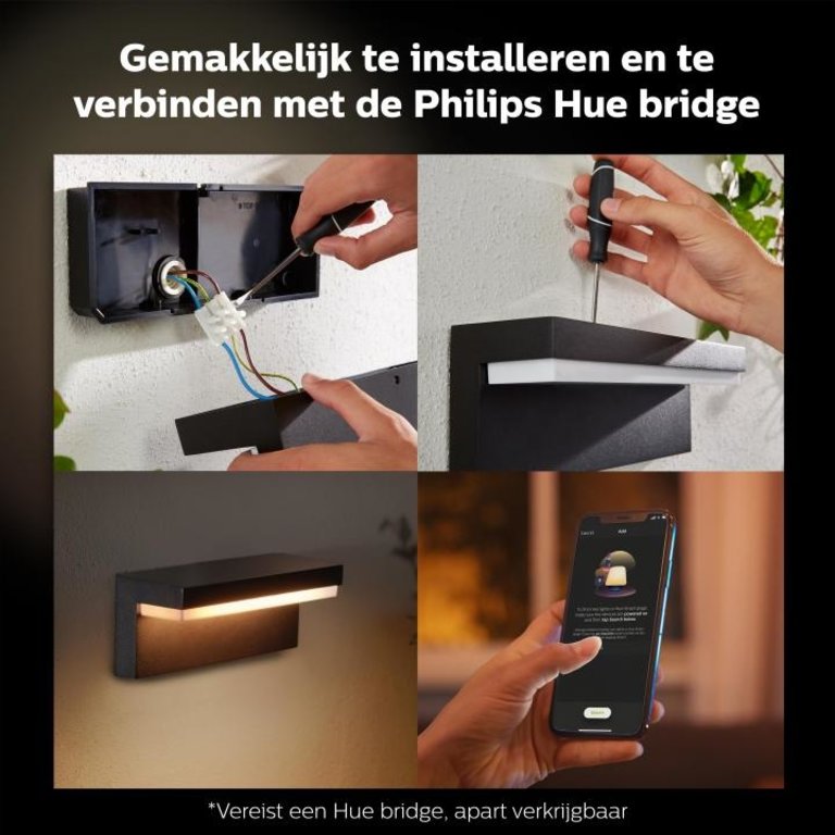 Buitenlamp Philips Hue Nyro Wand Zwart