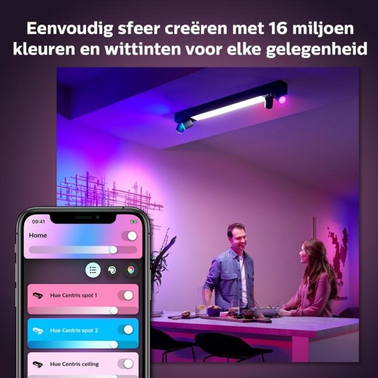 Spot Centris Philips Hue Zwart 4-lichts