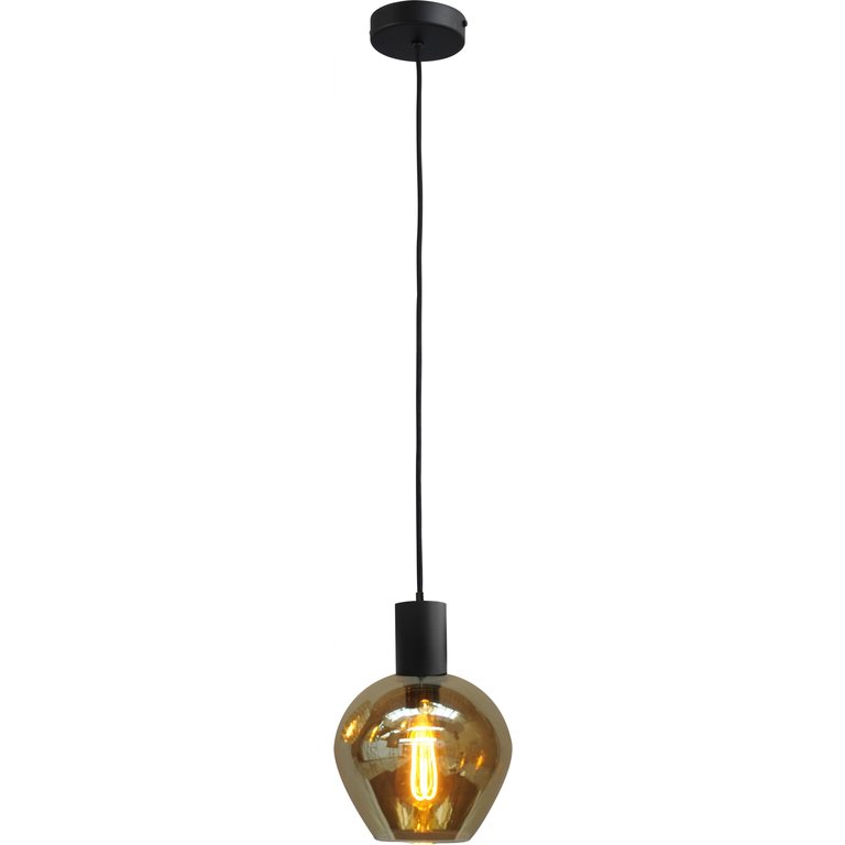 Hanglamp Bounty 1lichts mat zwart met bolvormig glas