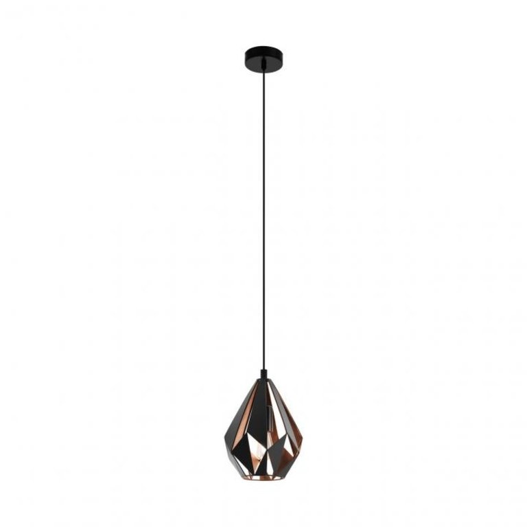 Hanglamp Carlton 1Lichts Zwart/Koper 20 cm