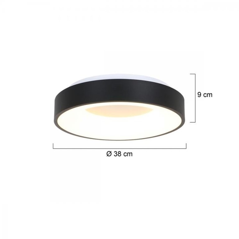 Plafondlamp Ringlede 38cm zwart