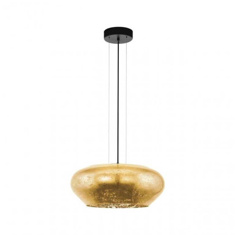 Hanglamp Priorat 3lichts Zwart met goudkleurig glas