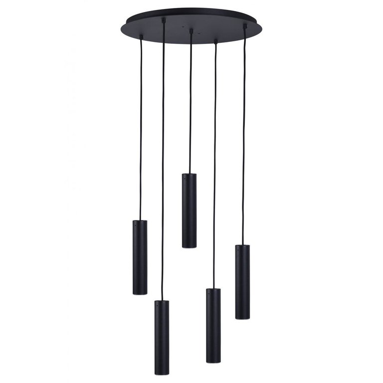 Hanglamp Salerno Zwart 5-lichts Rond