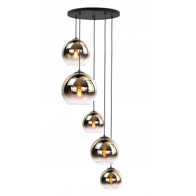 Hanglamp Fantasy Globe goud glas 5-lichts