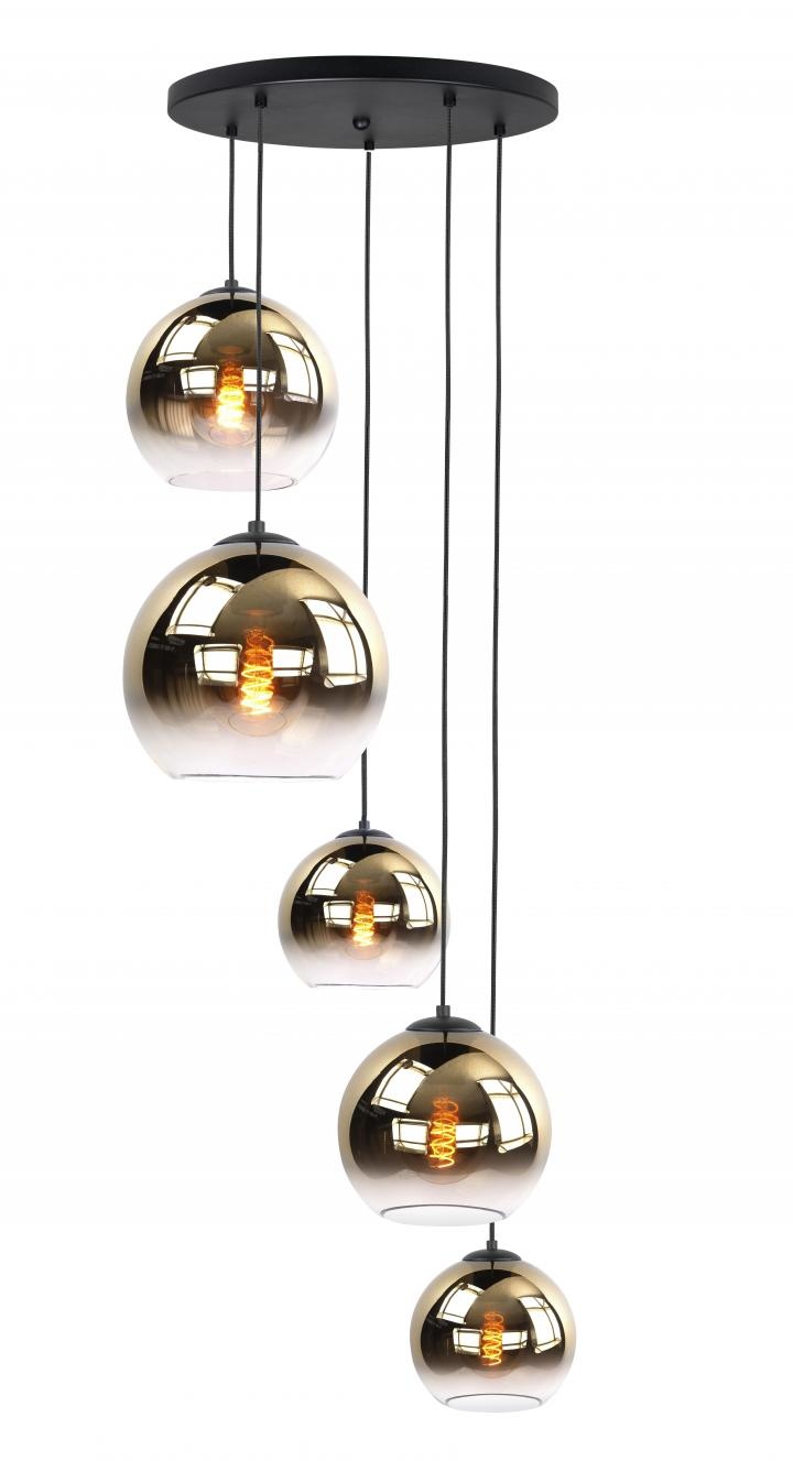 Wrijven Registratie spade Hanglamp Fantasy Globe goud glas 5-lichts • Van den Heuvel Verlichting