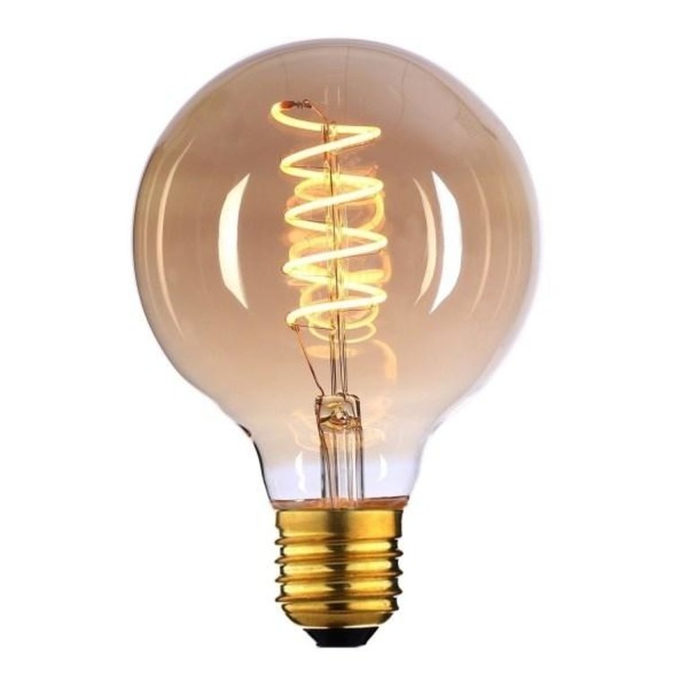 E27 Filamentlamp LED - Globe 125 - 9W dimbaar - Amber