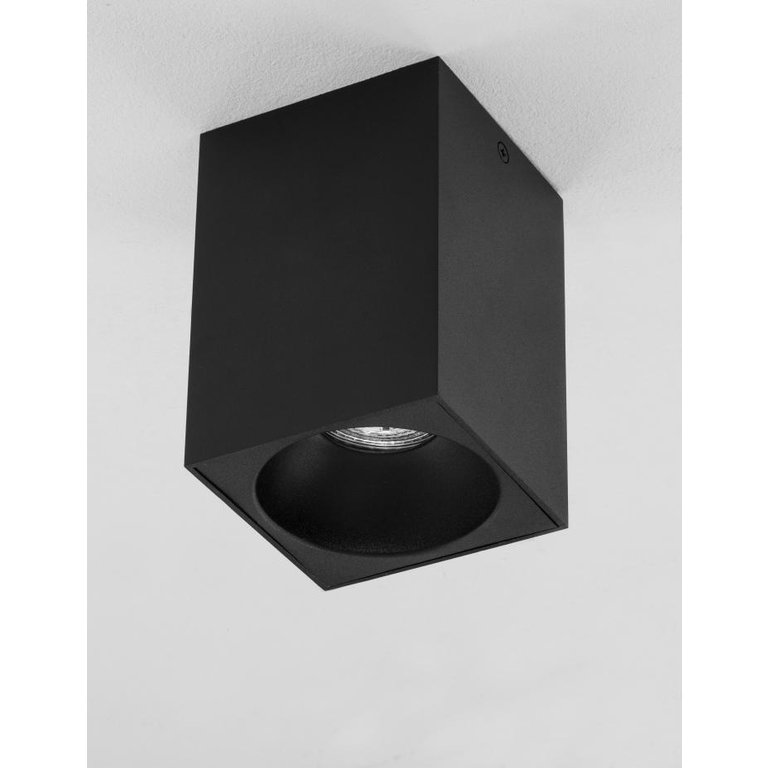 Masterlight Opbouwspot Hill zwart vierkant 9,5 x 9,5 cm
