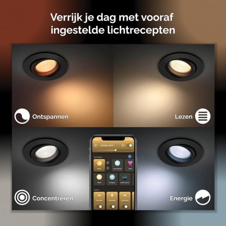 Philips Hue Inbouwspot Centura Zwart