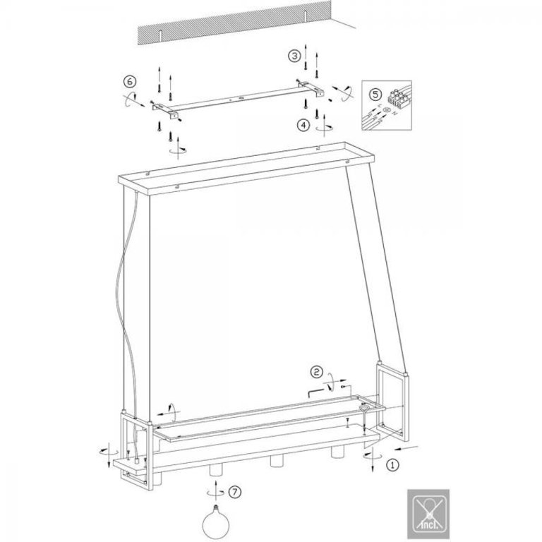 Hanglamp Mexlite Buckley 4-lichts met rek