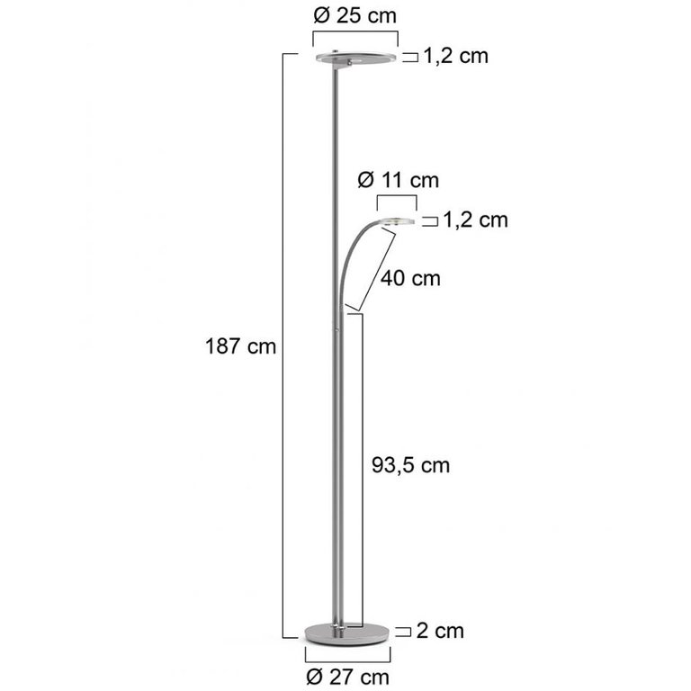 Vloerlamp Turound 2-lichts Staal met helder glas