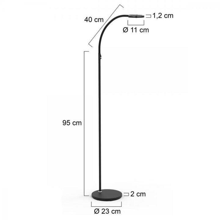 Vloerlamp Turound Flex zwart met donker glas