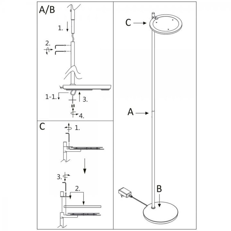 Vloerlamp Turound staal met helder glas