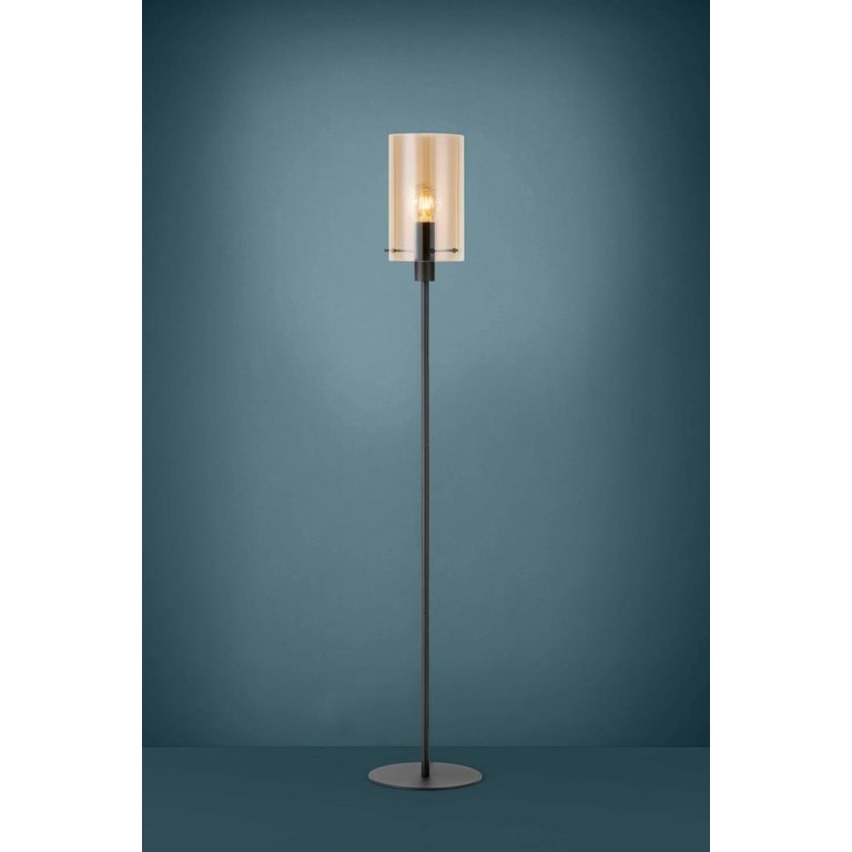 Vloerlamp Polverara zwart met amber glas