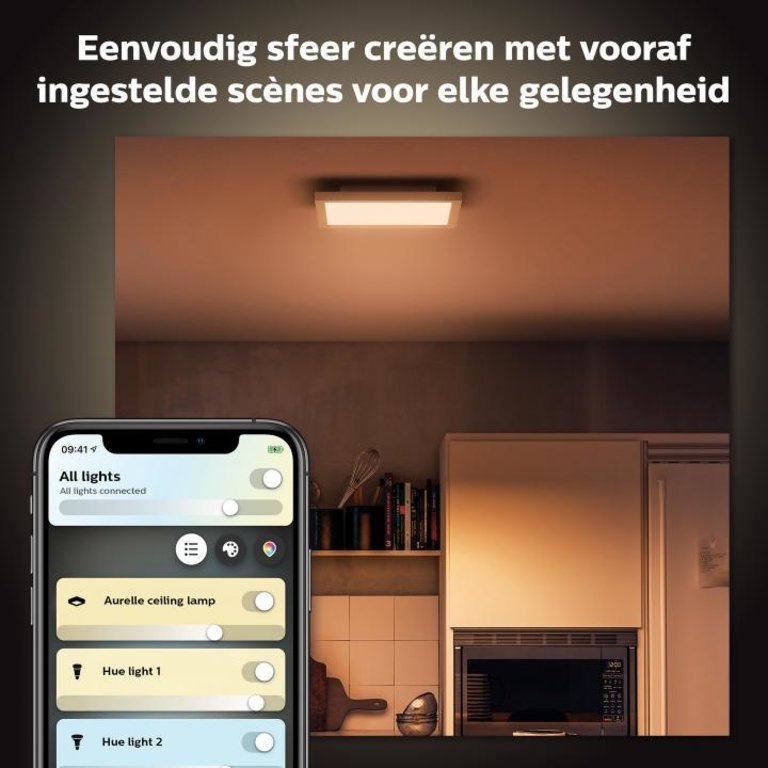 Philips Hue Plafondlamp Aurelle Paneel Vierkant Klein Wit