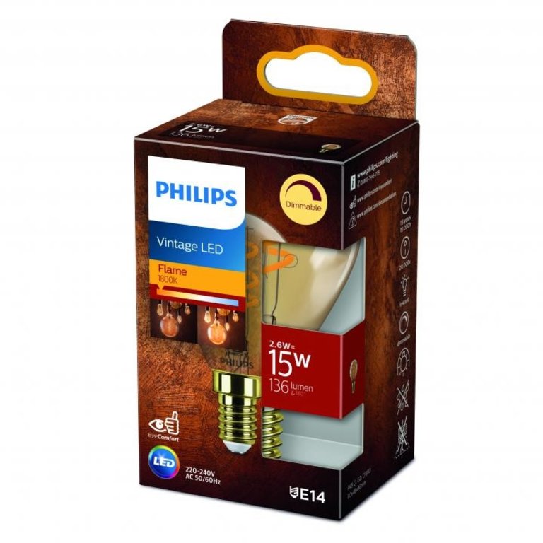 Philips LED Kogellamp Spiraal Goud 15W E14 Dimbaar Extra Warm Wit Licht