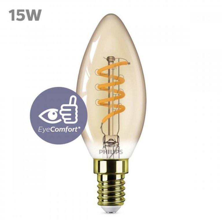 verbanning noedels Gloed LED Kaars Spiraal Goud 15W E14 Dimbaar Extra Warm Wit Licht • Van den  Heuvel Verlichting