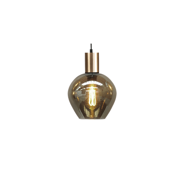 Masterlight Hanglamp Bounty 5lichts mat goud met bolvormig glas