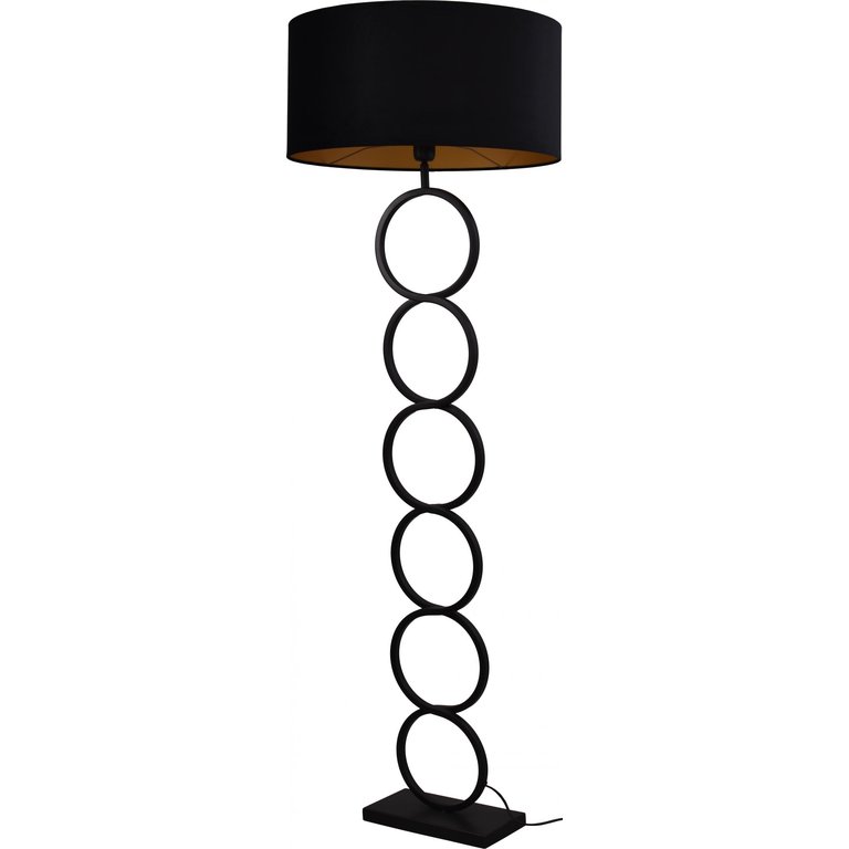Masterlight Vloerlamp Capri ringen zwart  h.159cm incl. kap zwart