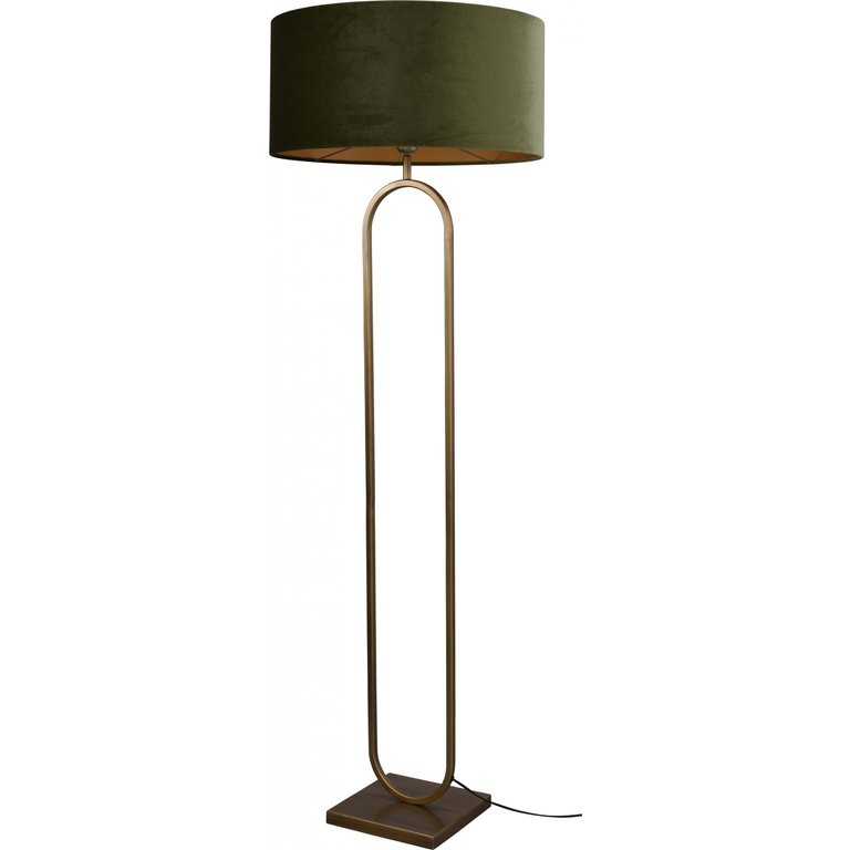 Vloerlamp Rico brons ovaal h.162cm met groene kap