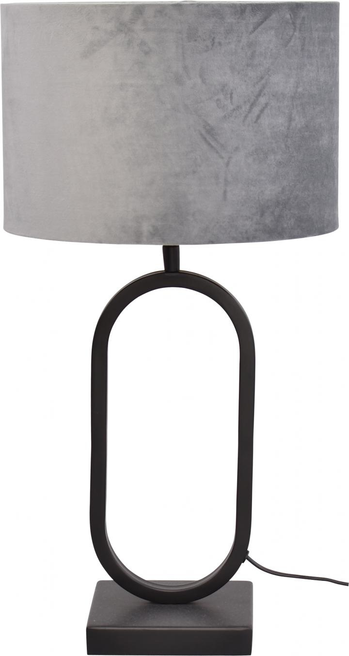 Vereniging Duidelijk maken Verslinden Tafellamp Rico mat zwart ovaal klein met grijze kap • Van den Heuvel  Verlichting
