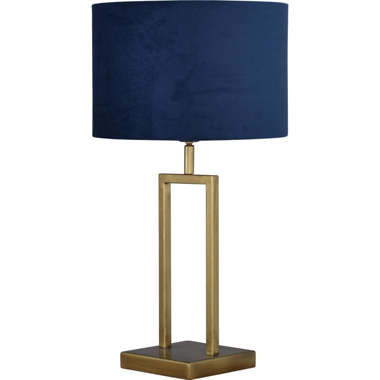 Tafellamp Veneto brons  klein met donker blauwe kap