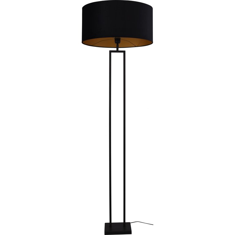 Vloerlamp Veneto mat zwart  h.168cm met zwarte kap