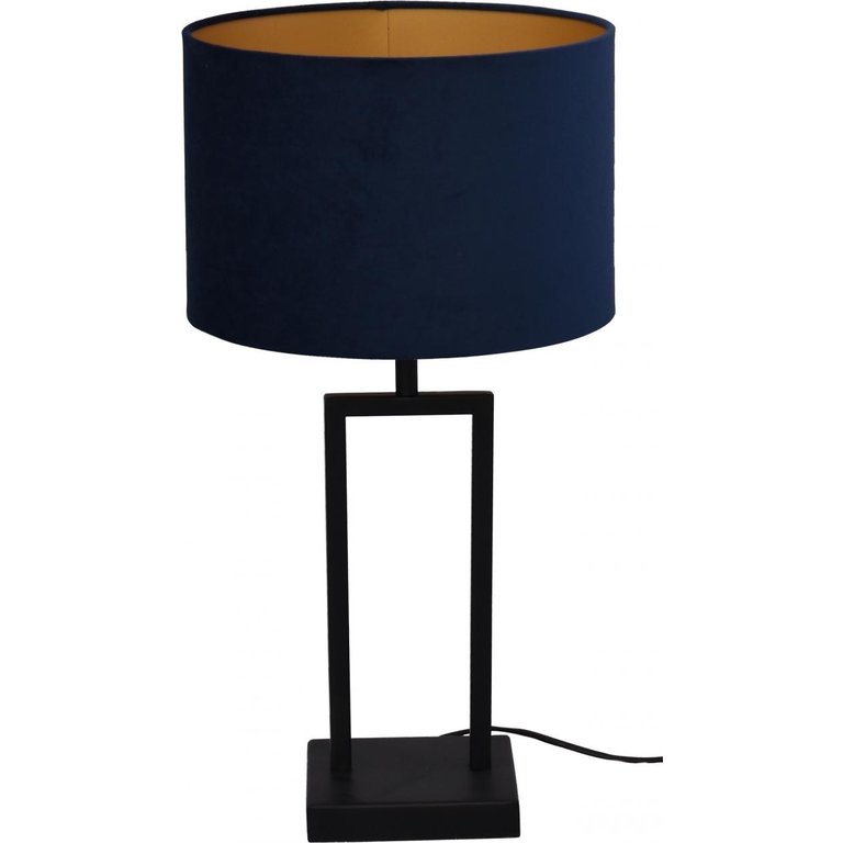 Masterlight Tafellamp Veneto mat zwart  klein met donker blauwe kap