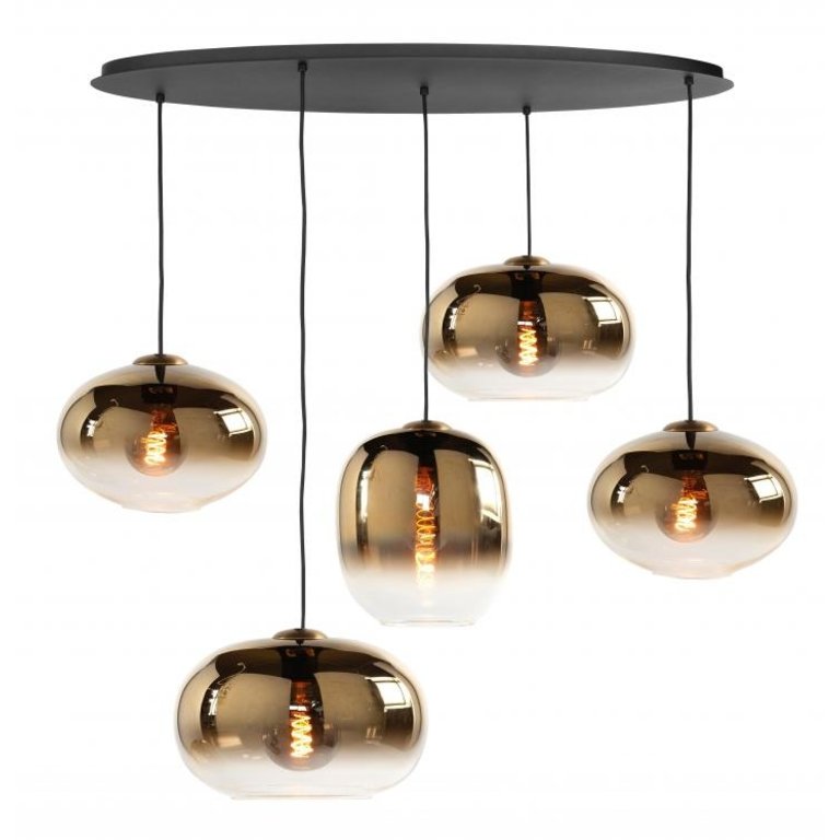 Hanglamp Bellini 5-lichts Semi Goud Ovaal