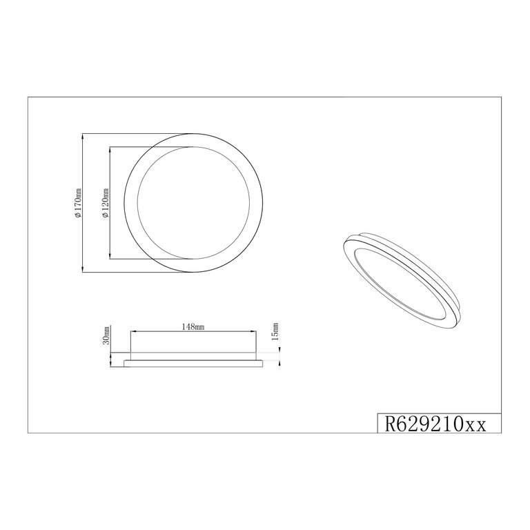 Plafondlamp Camillus Rond Zwart Klein